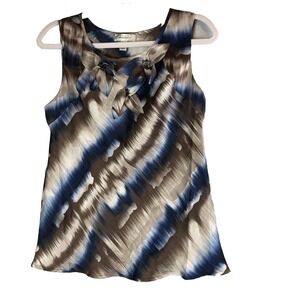 Dress Barn Womens Blouse Size Medium Top Sleeveless Abstract Floral Dressy Shirt